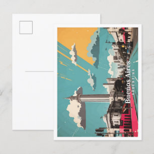 Buenos Aires Argentina Pop Art Travel Illustration Postcard
