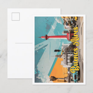 Buenos Aires Argentina Pop Art Travel Illustration Postcard