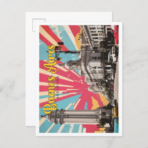 Buenos Aires Argentina Pop Art Travel Illustration Postcard