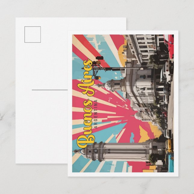 Buenos Aires Argentina Pop Art Travel Illustration Postcard (Front/Back)