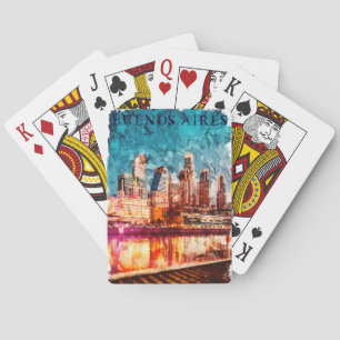 Buenos Aires Argentina Skyline by Night City View Playing Cards