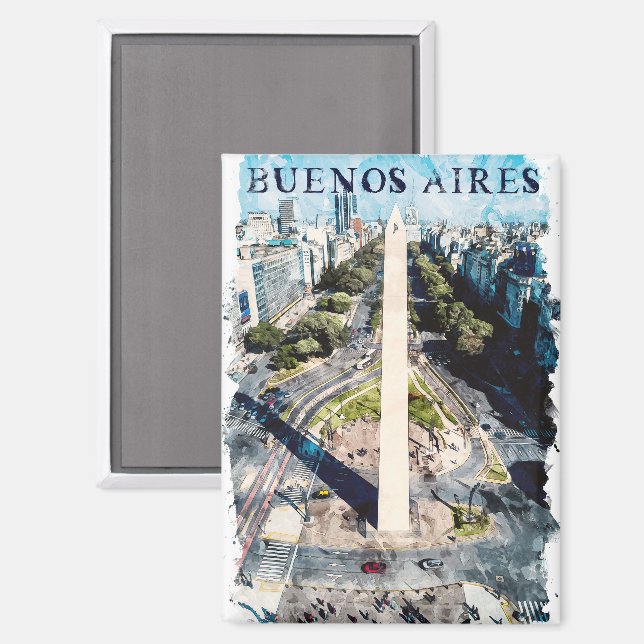 Buenos Aires Argentina Skyline illustration Magnet (Front/Back)