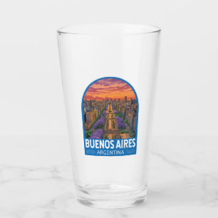 Buenos Aires Argentina Travel Art Vintage Glass