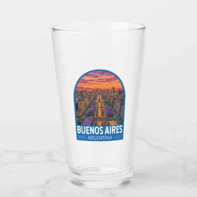 Buenos Aires Argentina Travel Art Vintage Glass (Front)