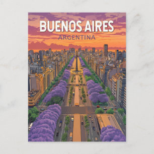 Buenos Aires Argentina Travel Art Vintage Postcard
