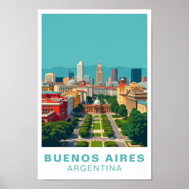 Buenos Aires Argentina Vintage Travel Art Poster (Front)