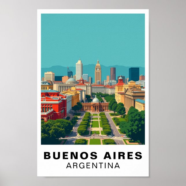 Buenos Aires Argentina Vintage Travel Art Poster (Front)