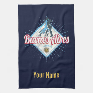 Buenos Aires City Argentina Retro Tango Vintage Tea Towel