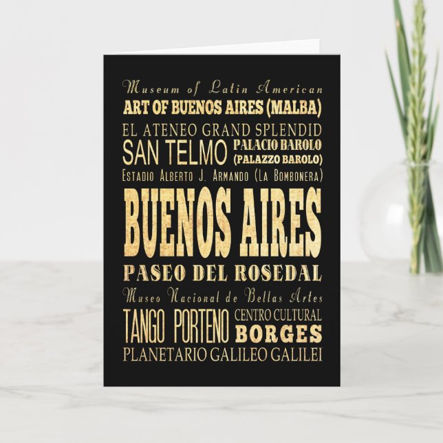Buenos Aires City of Argentina Typography Art Card (Front)