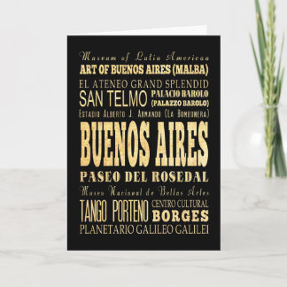 Buenos Aires City of Argentina Typography Art Card