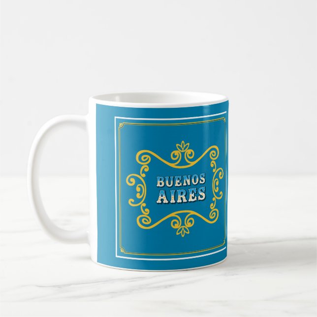 Buenos Aires Filete Fileteado Porteño Inspired Coffee Mug (Left)