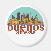 Buenos Aires Retro City Skyline Cityscape Art