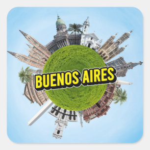 Buenos Aires tiny little planet landmark architect Square Sticker