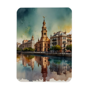 Buenos Aires watercolor art Magnet