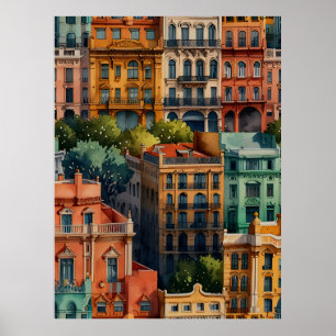Buenos Aires watercolor art Poster