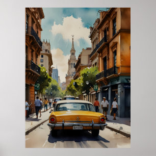 Buenos Aires watercolor art Poster