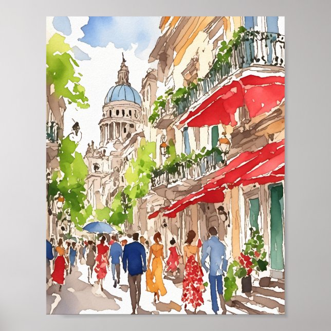 Buenos Aires Watercolor Art Print (Front)