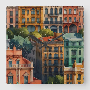 Buenos Aires watercolor art Square Wall Clock