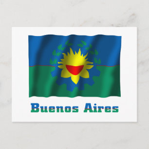 Buenos Aires waving flag with name Postcard