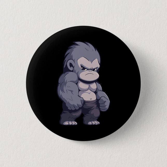 Buff Alpha Silverback Gorilla Ape Design Boxing Go 6 Cm Round Badge (Front)