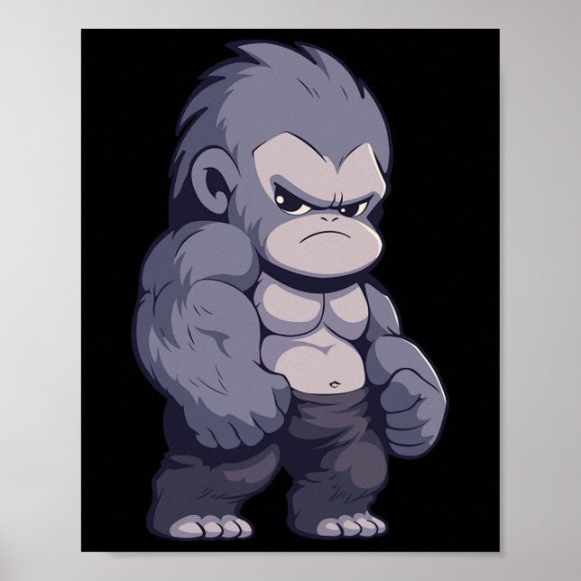 Buff Alpha Silverback Gorilla Ape Design Boxing Go Poster (Front)