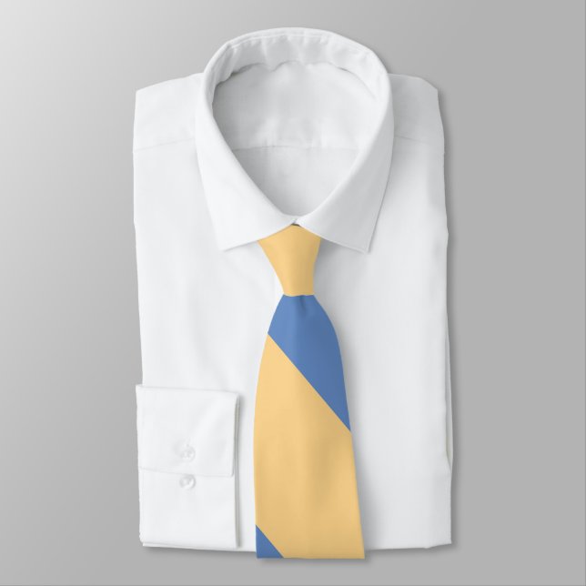 Buff and Sky Blue Broad University Stripe Tie (Tied)