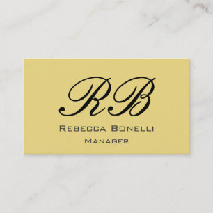 Buff Beige Black Monogram Manager Business Card