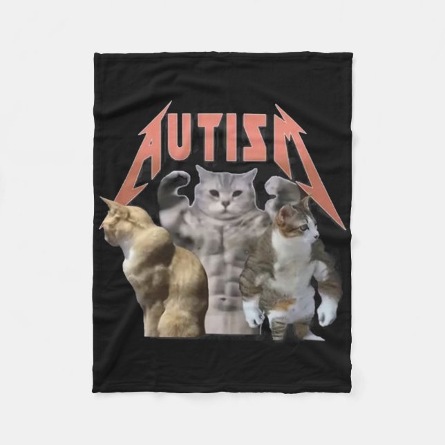 Buff Cats Autism Meme  Fleece Blanket (Front)