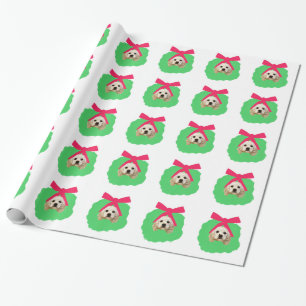Buff Cocker Spaniel in Wreath Wrapping Paper