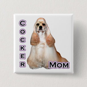 Buff Cocker Spaniel Mum; Cocker Spaniel Mum 15 Cm Square Badge