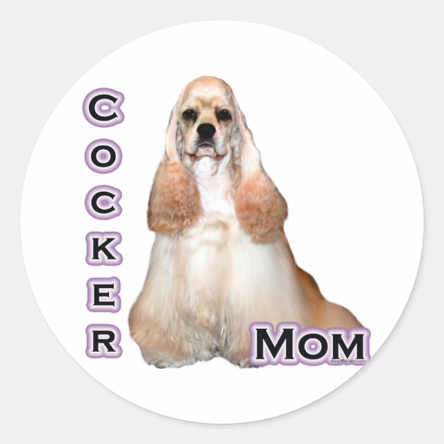 Buff Cocker Spaniel Mum; Cocker Spaniel Mum Classic Round Sticker (Front)