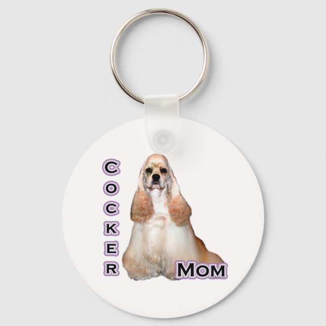 Buff Cocker Spaniel Mum; Cocker Spaniel Mum Key Ring (Front)