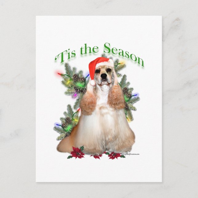 Buff Cocker Spaniel 'Tis the Season  Postcard (Front)