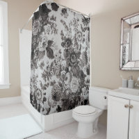 Buff Grey Taupe Vintage Floral Toile No.3