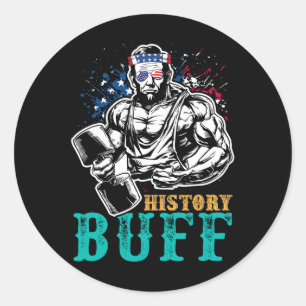 Buff Independence Day Lincoln Patriot Usa Presiden Classic Round Sticker