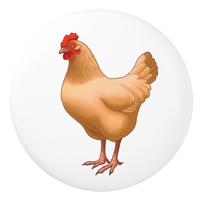 Buff Orpington Chicken Hen Ceramic Knob (Front)