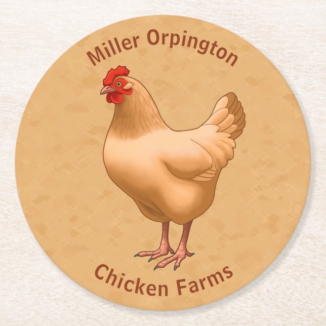 Buff Orpington Chicken Hen Round Paper Coaster (Front)