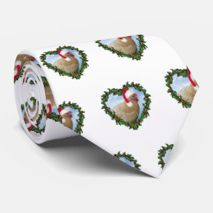 Buff Orpington Chicken in Heart Wreath Christmas Tie