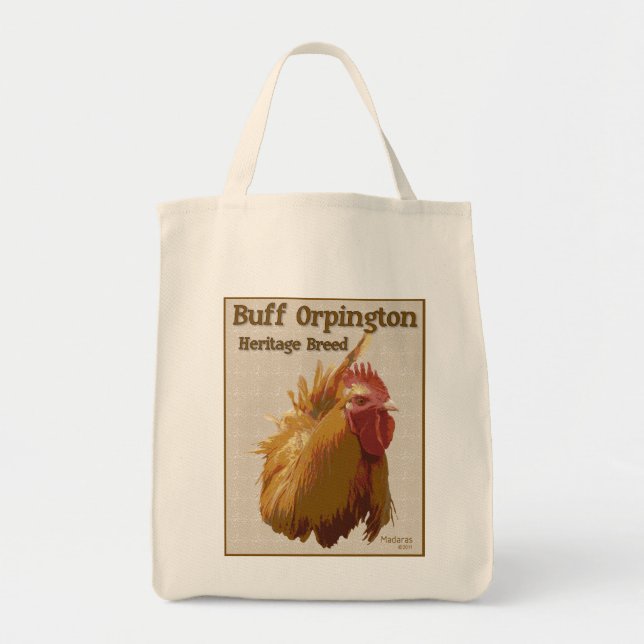 Buff Orpington Rooster image and text Tote Bag (Front)