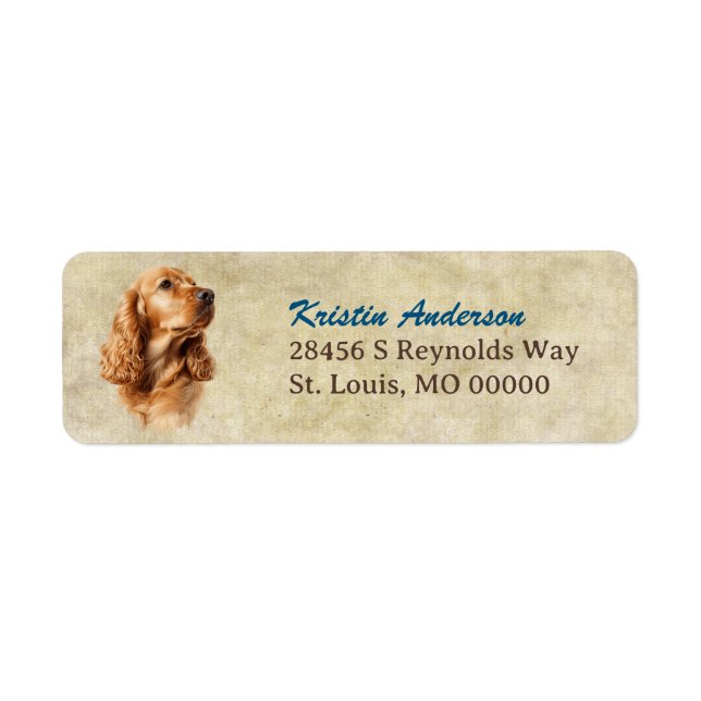 Buff Red Cocker Spaniel Portrait Return Address Label (Front)
