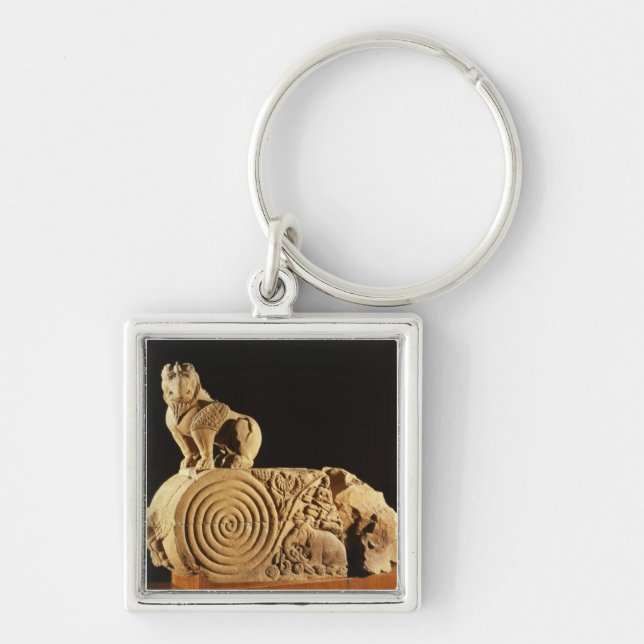 Buff sandstone architrave with griffin, Sanchi, MP Key Ring (Front)