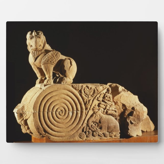 Buff sandstone architrave with griffin, Sanchi, MP Plaque (Front)