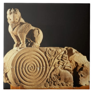 Buff sandstone architrave with griffin, Sanchi, MP Tile