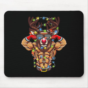 Buff Santa Reindeer Bodybuilding Christmas Gym Wei Mouse Pad
