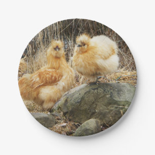 Buff Silkie Chickens Paper Plate