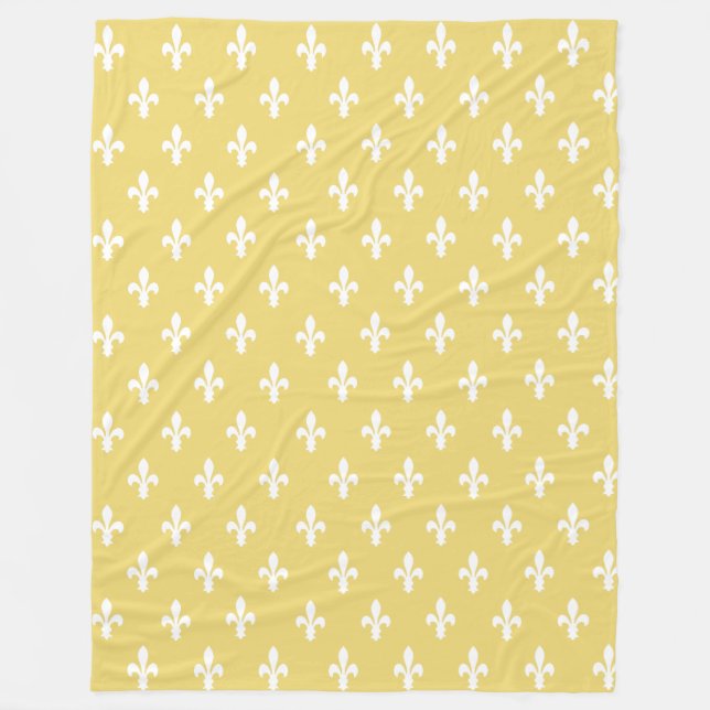 Buff Victorian Fleur de Lys Fleece Blanket (Front)