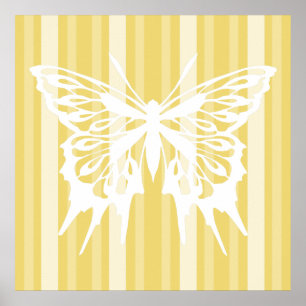 Buff Victorian Lady Stripe with Butterfly Poster