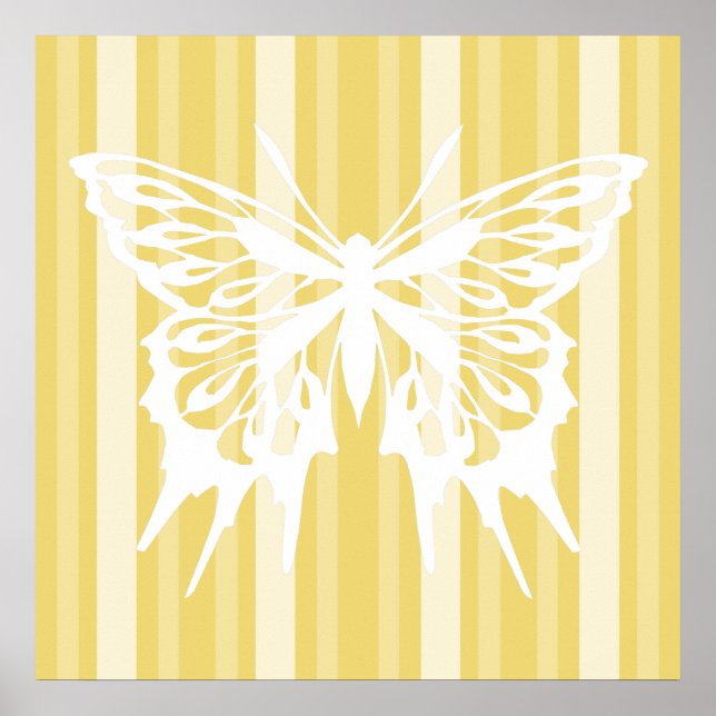 Buff Victorian Lady Stripe with Butterfly Poster (Front)