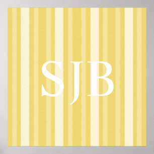 Buff Victorian Lady Stripe with Monogram Poster