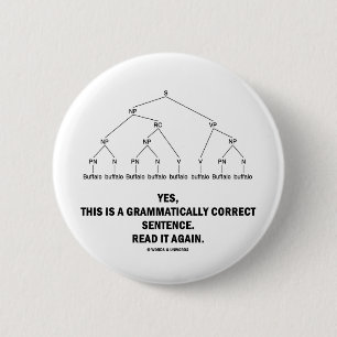 Buffalo (8 Times) Grammatically Correct Sentence 6 Cm Round Badge